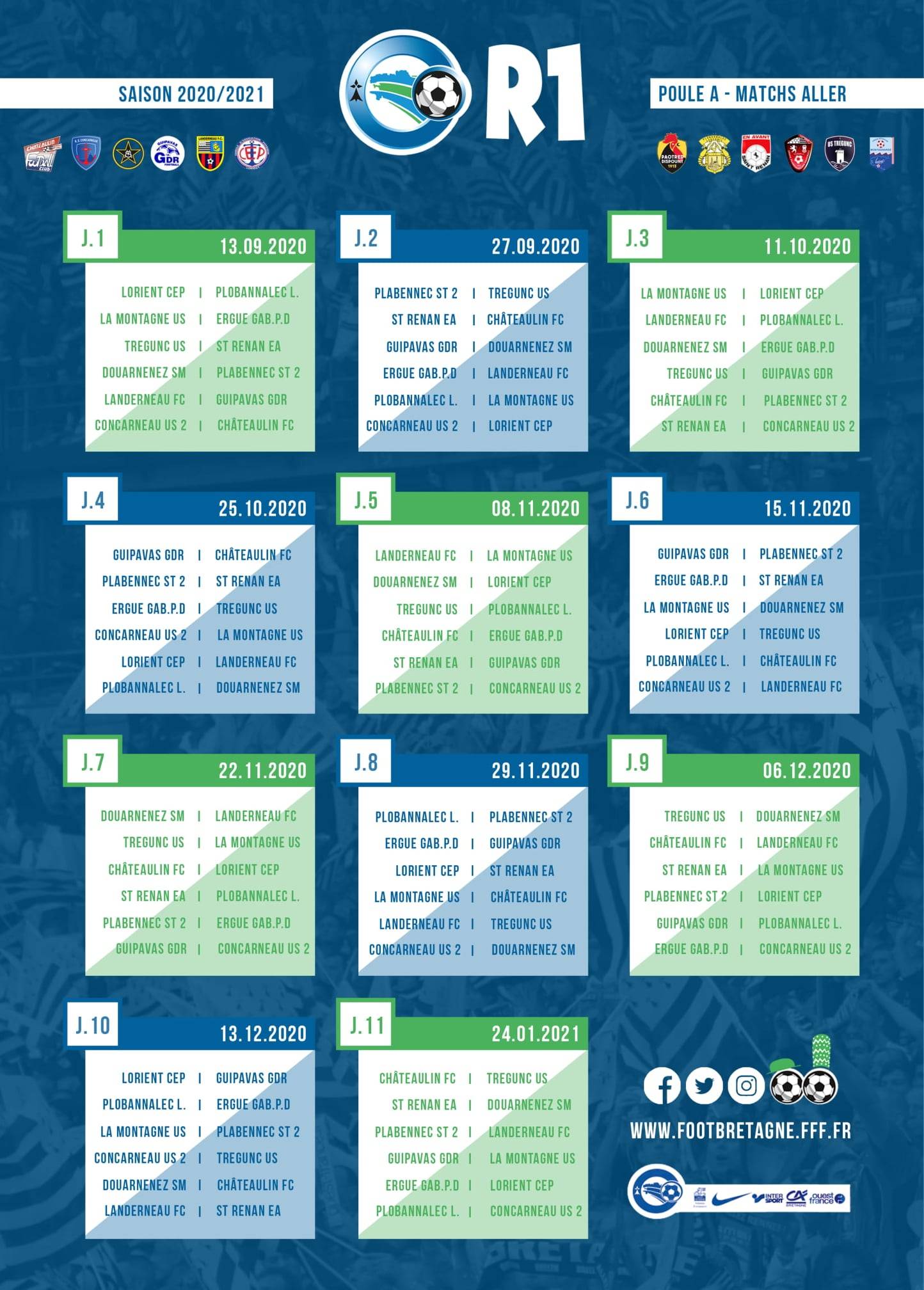 Image de l'article R1. Le calendrier de la saison 2020/2021