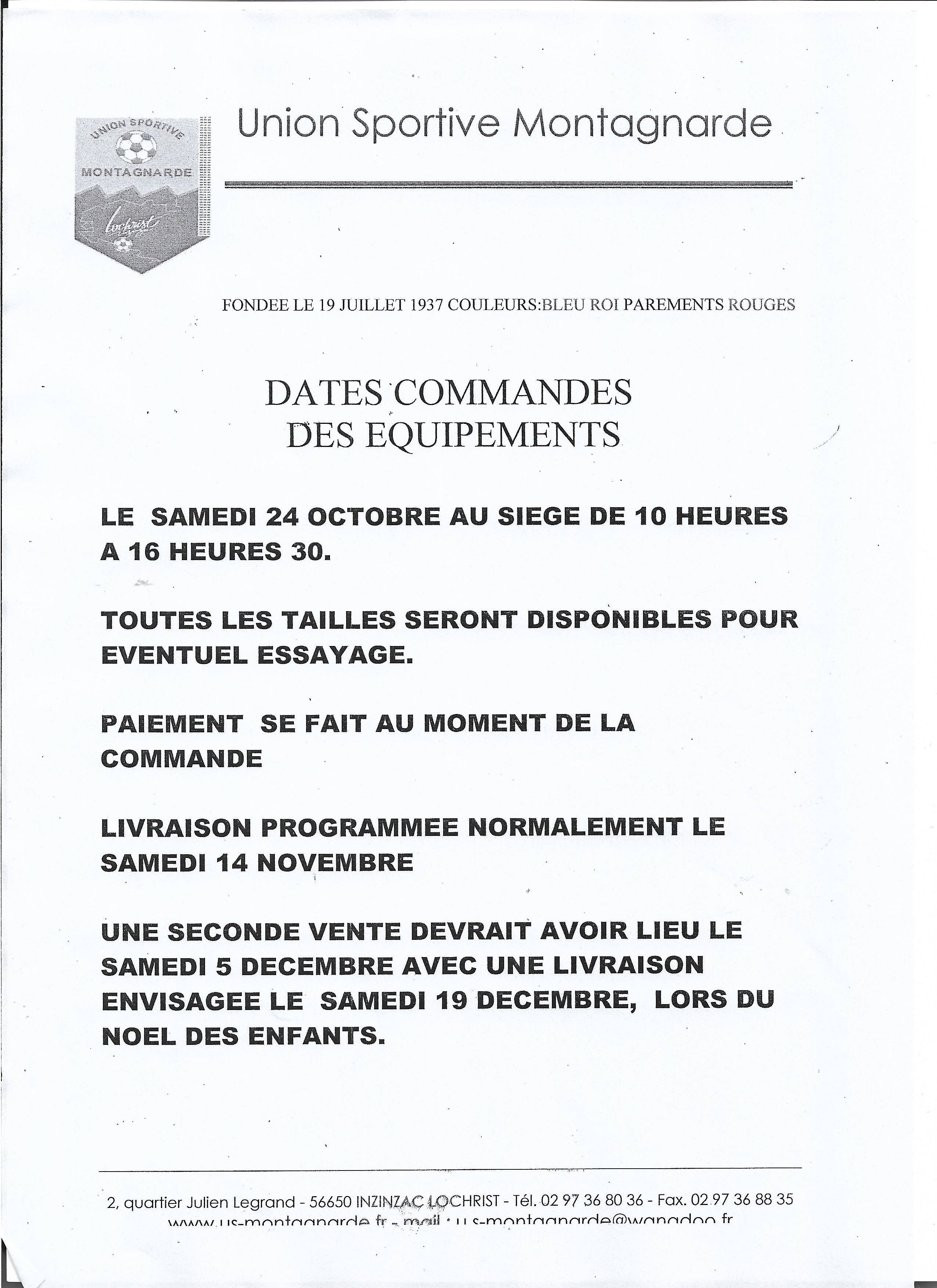 Image de l'article Commandes des nouveaux équipements du club